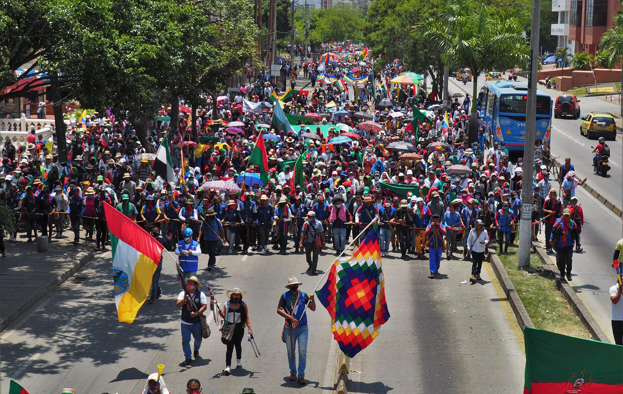 La Minga indígena en su paso por la ciudad de Cali del pasado 14 de octubre.
